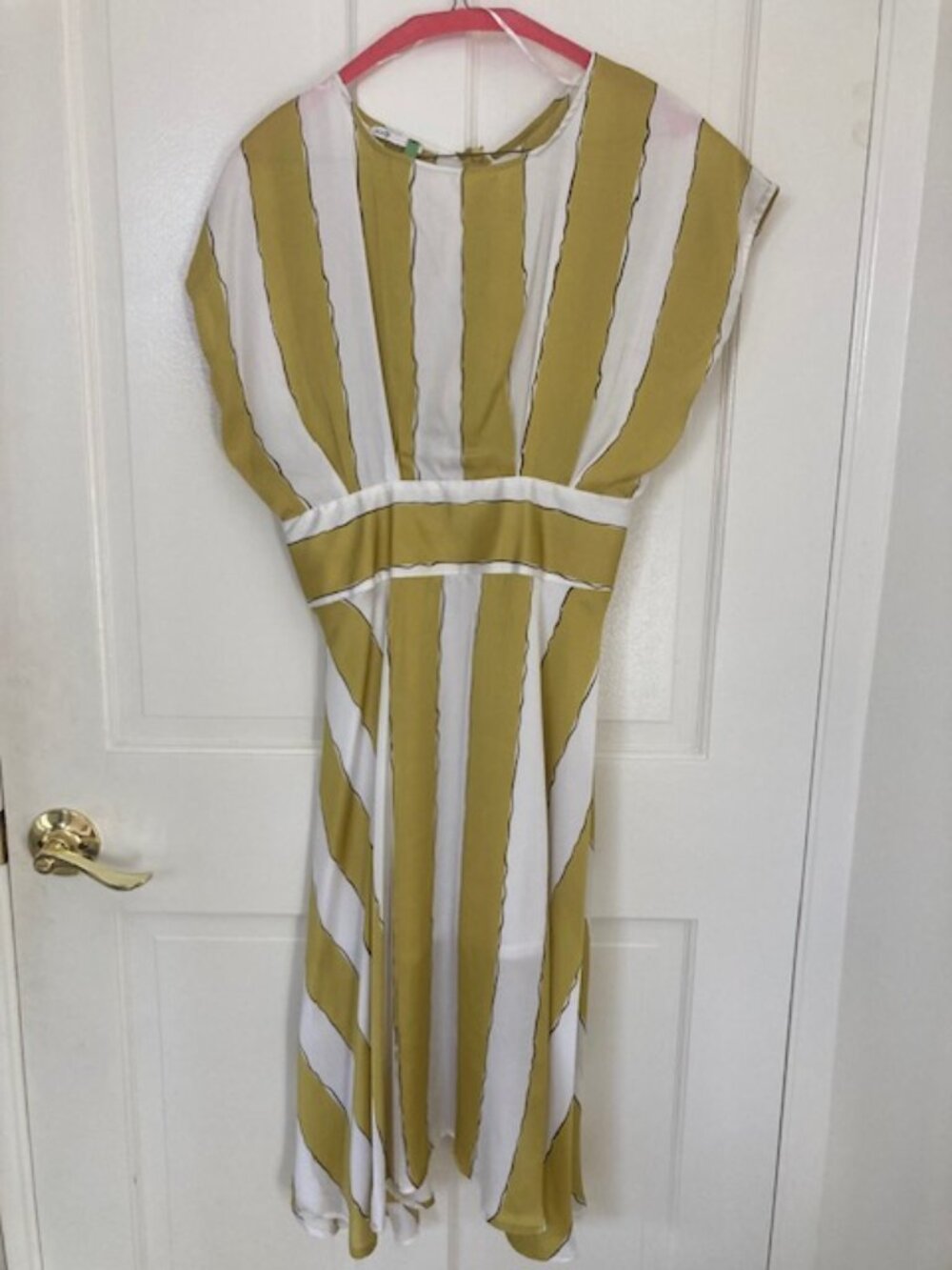 Oodji yellow and white striped dress